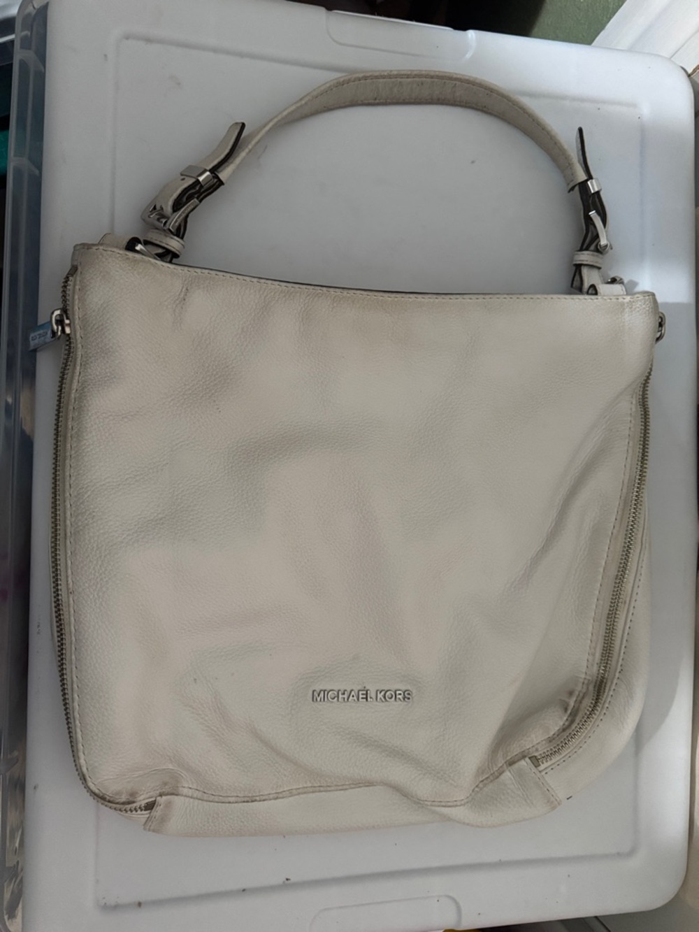Michael Kors Off-White Leather Shoulder Hobo